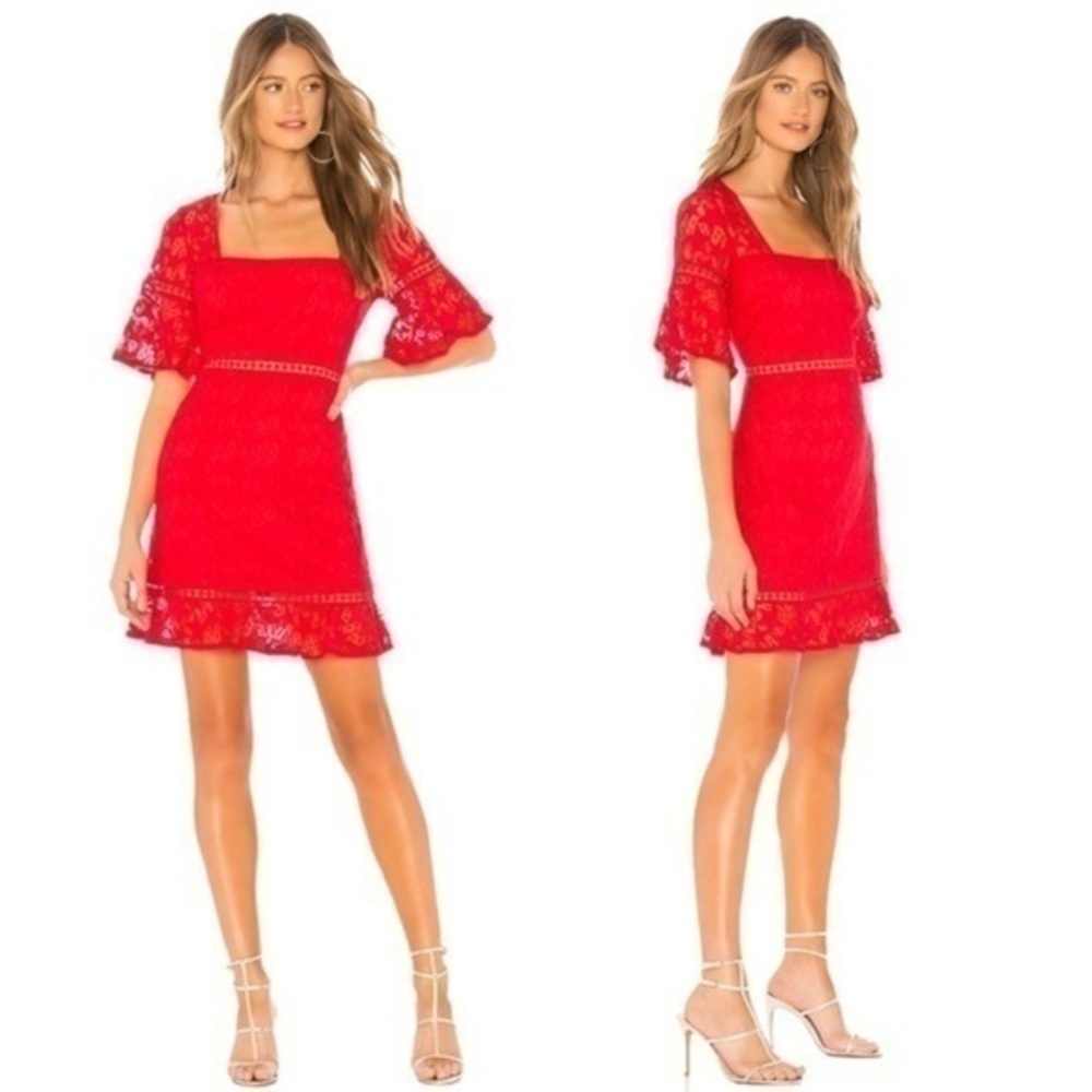 NWT MINKPINK Starstruck Lace Mini Dress in Red